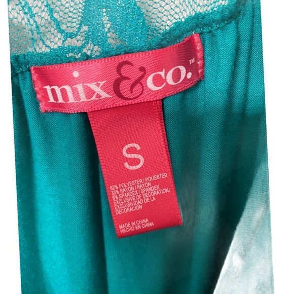 Mix & Co Buttery Soft Stretchy Lace Knit Maxi Teal Aqua Marine Dress Size Small - Picture 5 of 9